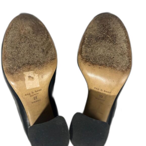 Rag and Bone $575 Black Agnes Leather Stacked Heel Ankle Boot Size 39/8.5 - Picture 5 of 7